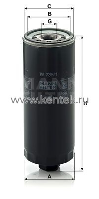 масляный фильтр MANN-FILTER W735/1 MANN-FILTER  - фото, характеристики, описание.
