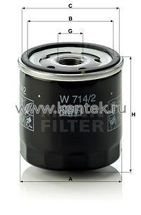 масляный фильтр MANN-FILTER W714/2 MANN-FILTER  - фото, характеристики, описание.