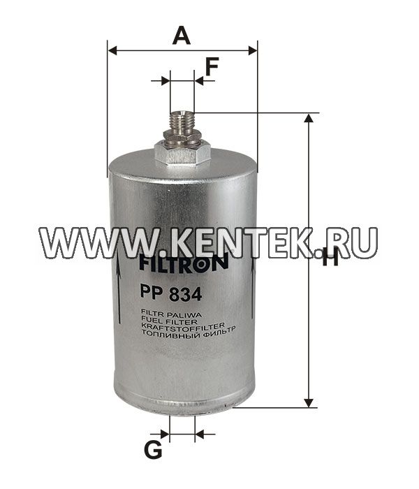 топливный фильтр коробочного типа FILTRON PP834 FILTRON  - фото, характеристики, описание.