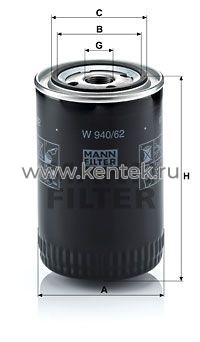 масляный фильтр MANN-FILTER W940/62 MANN-FILTER  - фото, характеристики, описание.