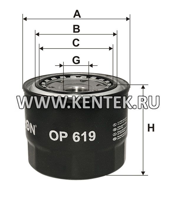 навинчивающийся масляный фильтр (коробочного типа) FILTRON OP619 FILTRON  - фото, характеристики, описание.