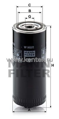 масляный фильтр MANN-FILTER W962/2 MANN-FILTER  - фото, характеристики, описание.