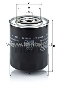 масляный фильтр MANN-FILTER W1140/1 MANN-FILTER  - фото, характеристики, описание.