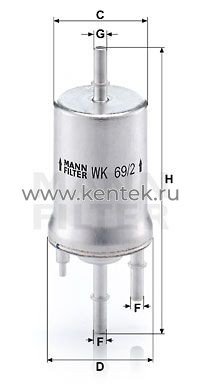 топливный фильтр MANN-FILTER WK69/2 MANN-FILTER  - фото, характеристики, описание.