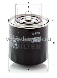 масляный фильтр MANN-FILTER W1130 MANN-FILTER  - фото, характеристики, описание.