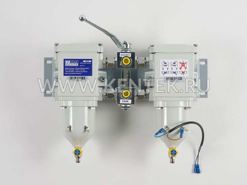 Фильтр топливный Сепар-2000/10 сдвоенный c мет.колбой и контактами SEPAR SWK2000/10/UMK SEPAR  - фото, характеристики, описание.