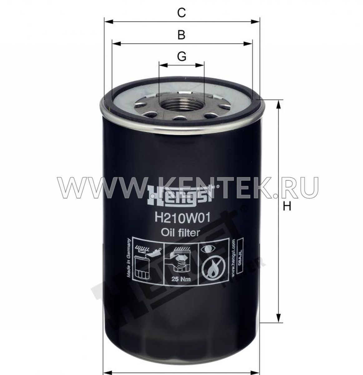 H210W01_фильтр масляный ! H180 D109 M30x2  MAN M90/G90/L2000 HENGST HENGST  - фото, характеристики, описание.