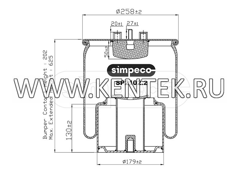 Пневморессора (со стальным стаканом) MAN о.н.81436016036 (SP2102.2014) SIMPECO SIMPECO  - фото, характеристики, описание.