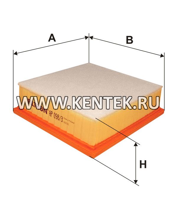 панельный воздушный фильтр FILTRON AP098/3 FILTRON  - фото, характеристики, описание.