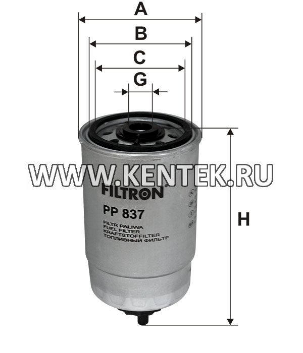 топливный фильтр коробочного типа FILTRON PP837 FILTRON  - фото, характеристики, описание.