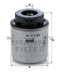 масляный фильтр MANN-FILTER W712/93 MANN-FILTER  - фото, характеристики, описание.