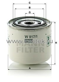 масляный фильтр MANN-FILTER W917/1 MANN-FILTER  - фото, характеристики, описание.