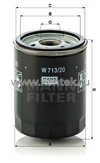 масляный фильтр MANN-FILTER W713/20 MANN-FILTER  - фото, характеристики, описание.