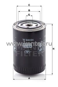 масляный фильтр MANN-FILTER W940/24 MANN-FILTER  - фото, характеристики, описание.