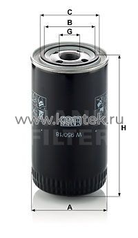 масляный фильтр MANN-FILTER W950/18 MANN-FILTER  - фото, характеристики, описание.