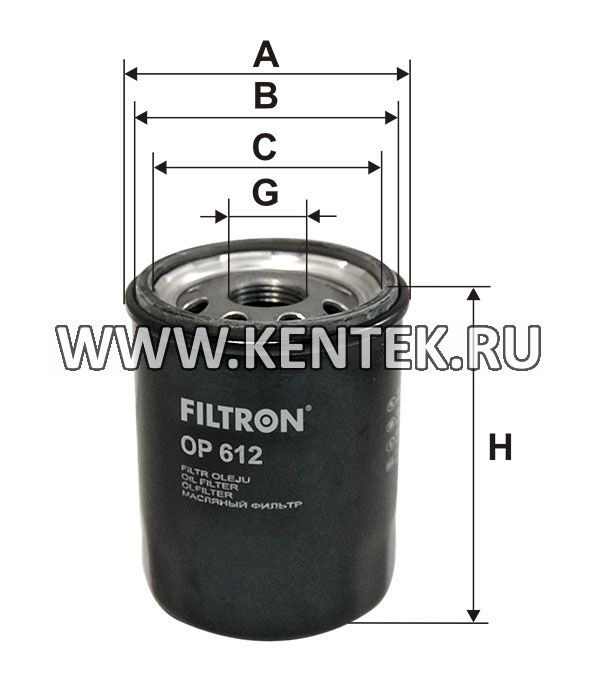 навинчивающийся масляный фильтр (коробочного типа) FILTRON OP612 FILTRON  - фото, характеристики, описание.