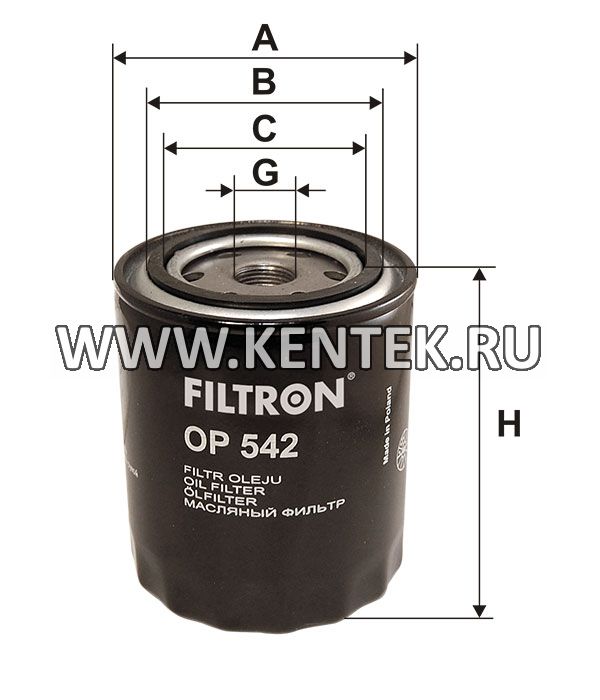 навинчивающийся масляный фильтр (коробочного типа) FILTRON OP542 FILTRON  - фото, характеристики, описание.