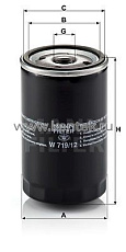 масляный фильтр MANN-FILTER W719/12 MANN-FILTER  - фото, характеристики, описание.