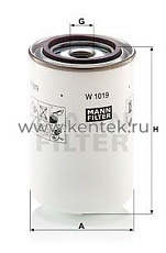 масляный фильтр MANN-FILTER W1019 MANN-FILTER  - фото, характеристики, описание.