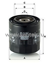 масляный фильтр MANN-FILTER W11007 MANN-FILTER  - фото, характеристики, описание.