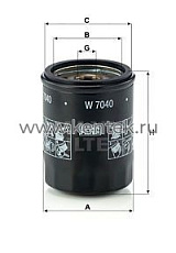 масляный фильтр MANN-FILTER W7040 MANN-FILTER  - фото, характеристики, описание.