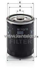 масляный фильтр MANN-FILTER W713/19 MANN-FILTER  - фото, характеристики, описание.
