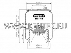 Пневморессора (с пласт. стаканом) SAF о.н.3229002900 (SP2101.5013) SIMPECO SIMPECO  - фото, характеристики, описание.