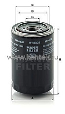 масляный фильтр MANN-FILTER W940/38 MANN-FILTER  - фото, характеристики, описание.