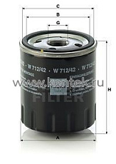 масляный фильтр MANN-FILTER W712/42 MANN-FILTER  - фото, характеристики, описание.