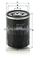 масляный фильтр MANN-FILTER W610/1 MANN-FILTER  - фото, характеристики, описание.