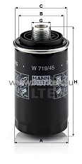 масляный фильтр MANN-FILTER W719/45 MANN-FILTER  - фото, характеристики, описание.