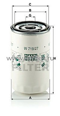 масляный фильтр MANN-FILTER W719/27 MANN-FILTER  - фото, характеристики, описание.