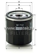 масляный фильтр MANN-FILTER W712 MANN-FILTER  - фото, характеристики, описание.