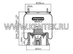 Пневморессора (с пласт. стаканом) SAF о.н.3229004200 (SP2101.4013) SIMPECO SIMPECO  - фото, характеристики, описание.