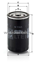 масляный фильтр MANN-FILTER W719/5 MANN-FILTER  - фото, характеристики, описание.