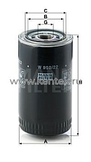 масляный фильтр MANN-FILTER W950/22 MANN-FILTER  - фото, характеристики, описание.
