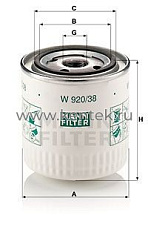 масляный фильтр MANN-FILTER W920/38 MANN-FILTER  - фото, характеристики, описание.