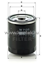 масляный фильтр MANN-FILTER W712/6 MANN-FILTER  - фото, характеристики, описание.