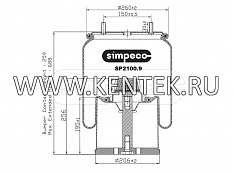 Пневморессора (со стальным стаканом) BPW о.н.542940281 (SP2100.9014) SIMPECO SIMPECO  - фото, характеристики, описание.