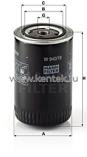 масляный фильтр MANN-FILTER W940/19 MANN-FILTER  - фото, характеристики, описание.