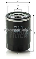 масляный фильтр MANN-FILTER W610/9 MANN-FILTER  - фото, характеристики, описание.