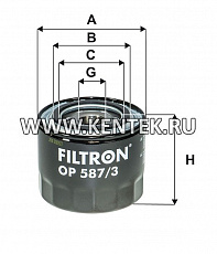 навинчивающийся масляный фильтр (коробочного типа) FILTRON OP587/3 FILTRON  - фото, характеристики, описание.