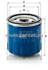масляный фильтр MANN-FILTER W712/16 MANN-FILTER  - фото, характеристики, описание.